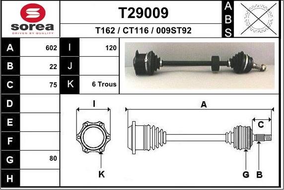 EAI T29009 - Приводной вал autosila-amz.com