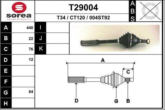 EAI T29004 - Приводной вал autosila-amz.com