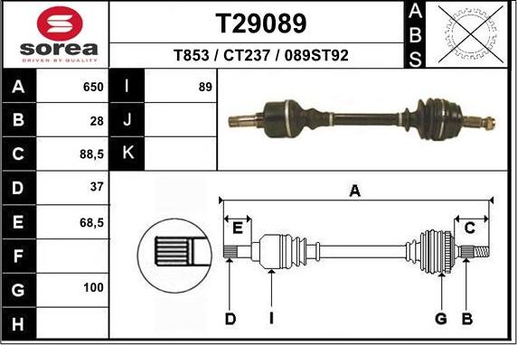 EAI T29089 - Приводной вал autosila-amz.com