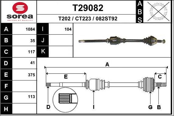 EAI T29082 - Приводной вал autosila-amz.com