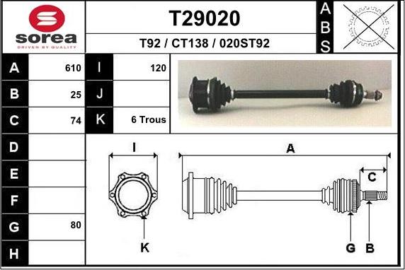 EAI T29020 - Приводной вал autosila-amz.com