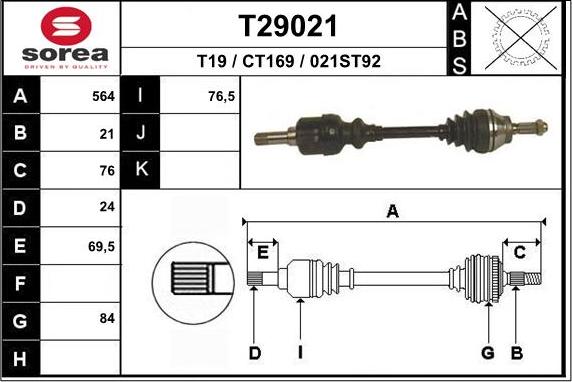 EAI T29021 - Приводной вал autosila-amz.com