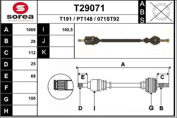 EAI T29071 - Приводной вал autosila-amz.com