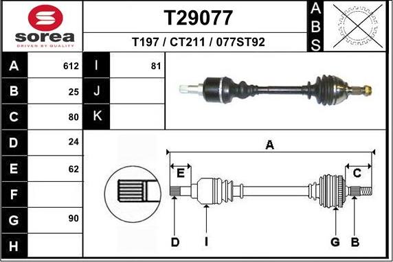 EAI T29077 - Приводной вал autosila-amz.com