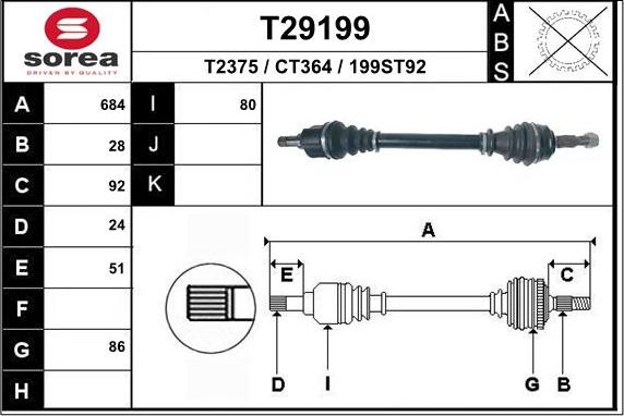 EAI T29199 - Приводной вал autosila-amz.com