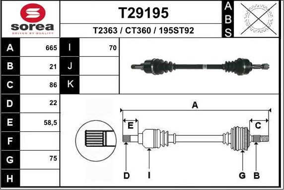 EAI T29195 - Приводной вал autosila-amz.com