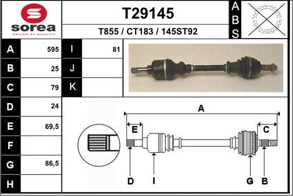 EAI T29145 - Приводной вал autosila-amz.com