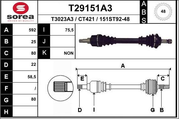 EAI T29151A3 - Приводной вал autosila-amz.com