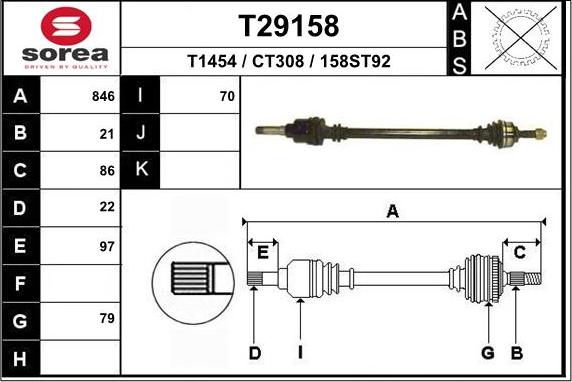 EAI T29158 - Приводной вал autosila-amz.com