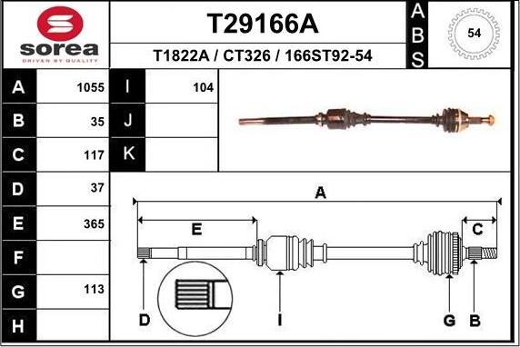 EAI T29166A - Приводной вал autosila-amz.com