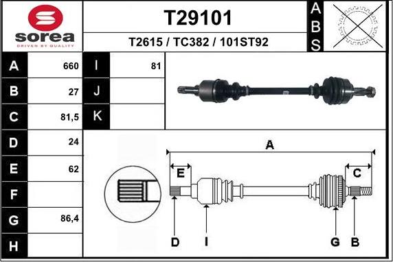 EAI T29101 - Приводной вал autosila-amz.com