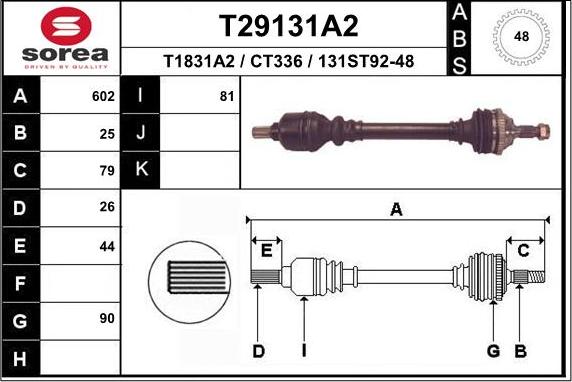 EAI T29131A2 - Приводной вал autosila-amz.com