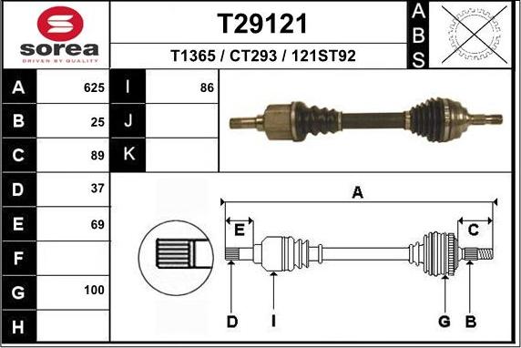 EAI T29121 - Приводной вал autosila-amz.com