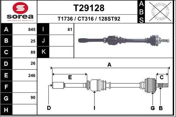 EAI T29128 - Приводной вал autosila-amz.com