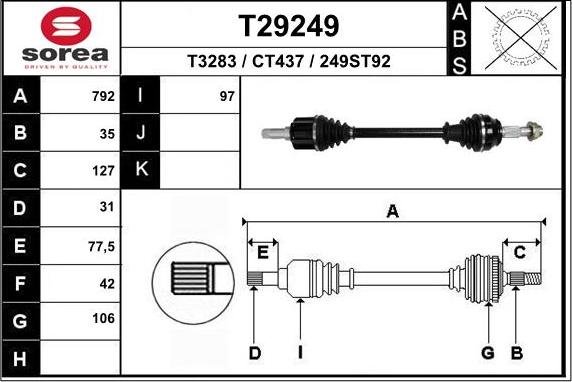 EAI T29249 - Приводной вал autosila-amz.com