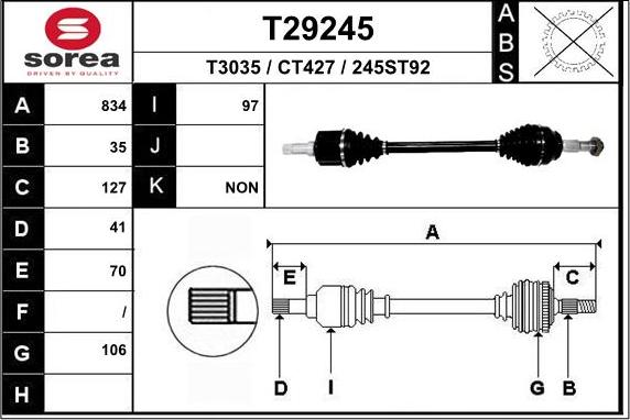 EAI T29245 - Приводной вал autosila-amz.com