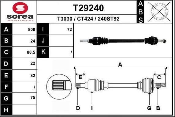 EAI T29240 - Приводной вал autosila-amz.com