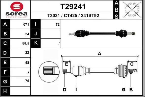 EAI T29241 - Приводной вал autosila-amz.com