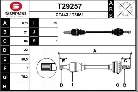 EAI T29257 - Приводной вал autosila-amz.com