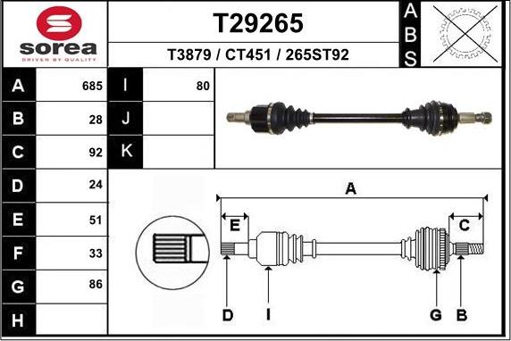 EAI T29265 - Приводной вал autosila-amz.com