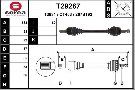 EAI T29267 - Приводной вал autosila-amz.com