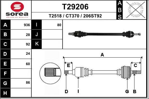 EAI T29206 - Приводной вал autosila-amz.com