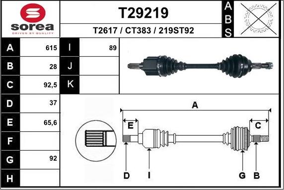 EAI T29219 - Приводной вал autosila-amz.com