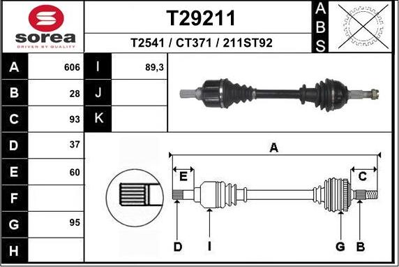 EAI T29211 - Приводной вал autosila-amz.com