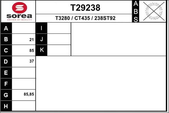 EAI T29238 - Приводной вал autosila-amz.com