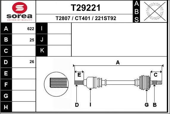 EAI T29221 - Приводной вал autosila-amz.com