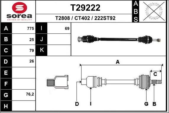 EAI T29222 - Приводной вал autosila-amz.com