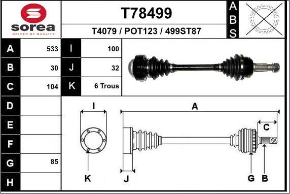 EAI T78499 - Приводной вал autosila-amz.com