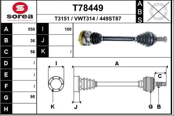 EAI T78449 - Приводной вал autosila-amz.com