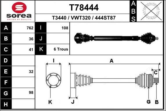 EAI T78444 - Приводной вал autosila-amz.com