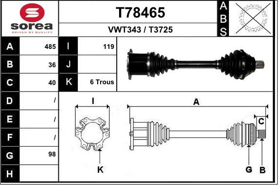 EAI T78465 - Приводной вал autosila-amz.com