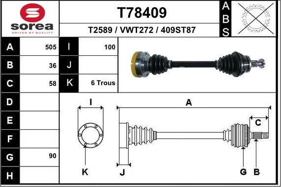 EAI T78409 - Приводной вал autosila-amz.com