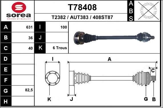 EAI T78408 - Приводной вал autosila-amz.com