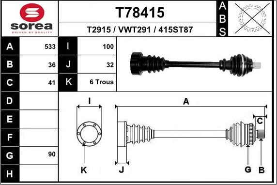 EAI T78415 - Приводной вал autosila-amz.com