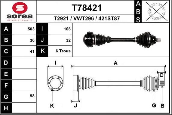 EAI T78421 - Приводной вал autosila-amz.com