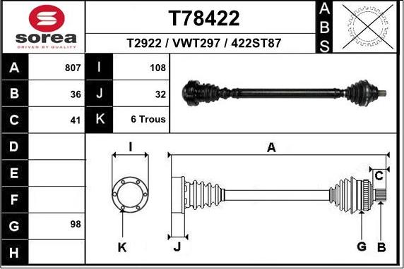 EAI T78422 - Приводной вал autosila-amz.com