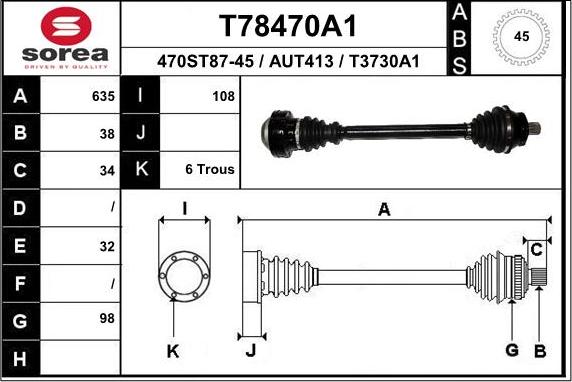 EAI T78470A1 - Приводной вал autosila-amz.com