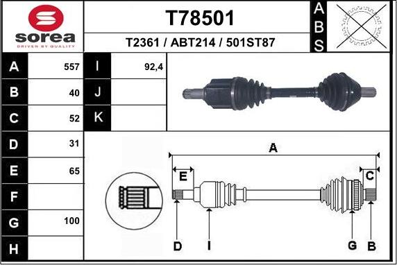 EAI T78501 - Приводной вал autosila-amz.com