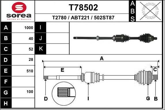 EAI T78502 - Приводной вал autosila-amz.com