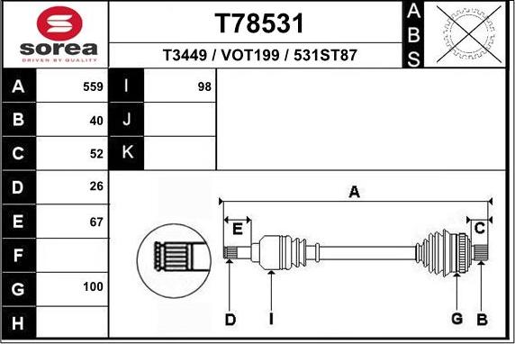 EAI T78531 - Приводной вал autosila-amz.com