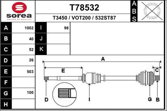 EAI T78532 - Приводной вал autosila-amz.com