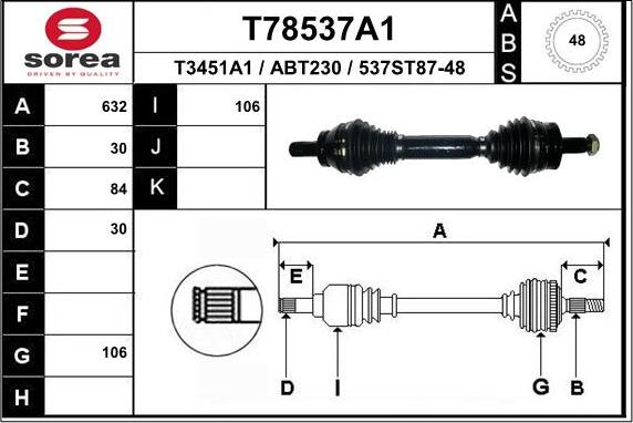 EAI T78537A1 - Приводной вал autosila-amz.com