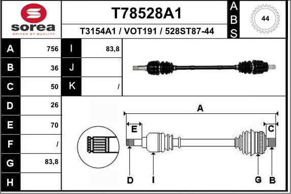 EAI T78528A1 - Приводной вал autosila-amz.com