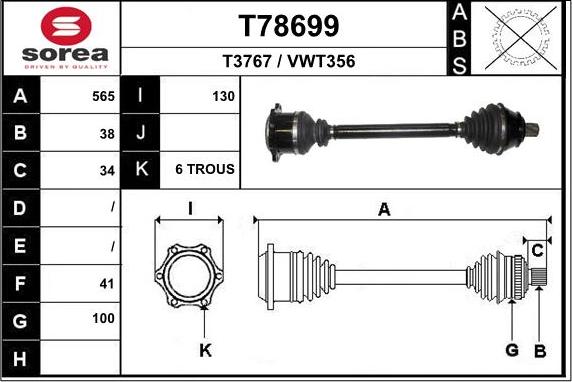 EAI T78699 - Приводной вал autosila-amz.com