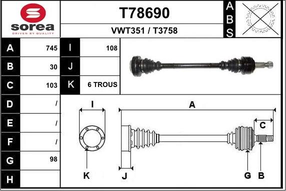 EAI T78690 - Приводной вал autosila-amz.com