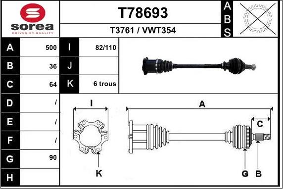 EAI T78693 - Приводной вал autosila-amz.com